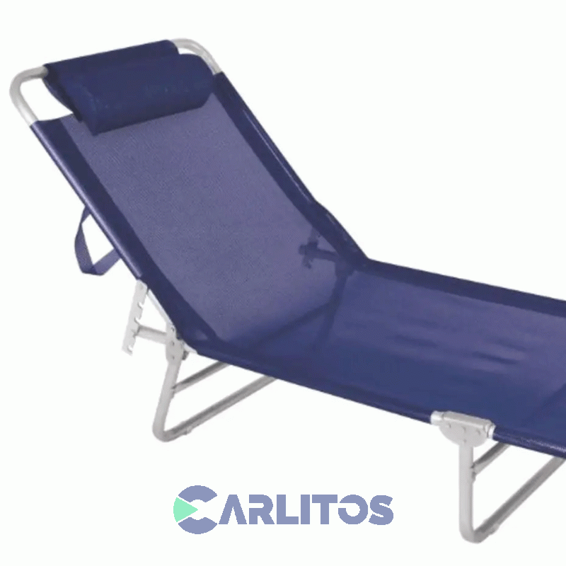 Reposera De Aluminio Plegable Tela Sannet 4 Posiciones Mor 2701 Azul Marino