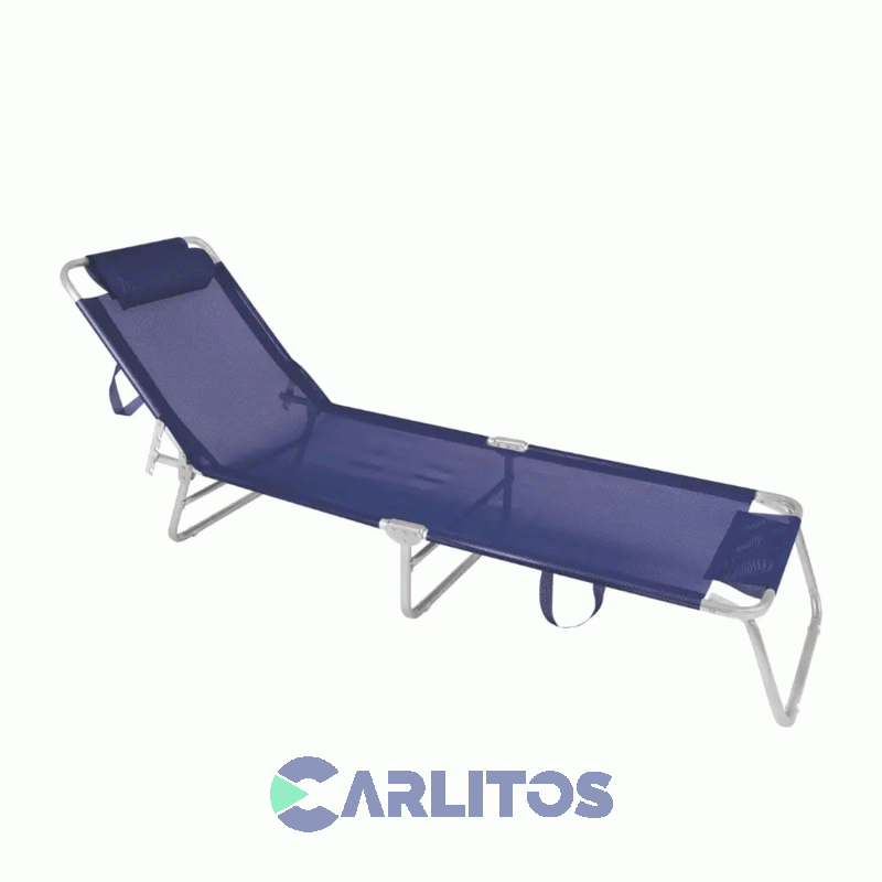 Reposera De Aluminio Plegable Tela Sannet 4 Posiciones Mor 2701 Azul Marino