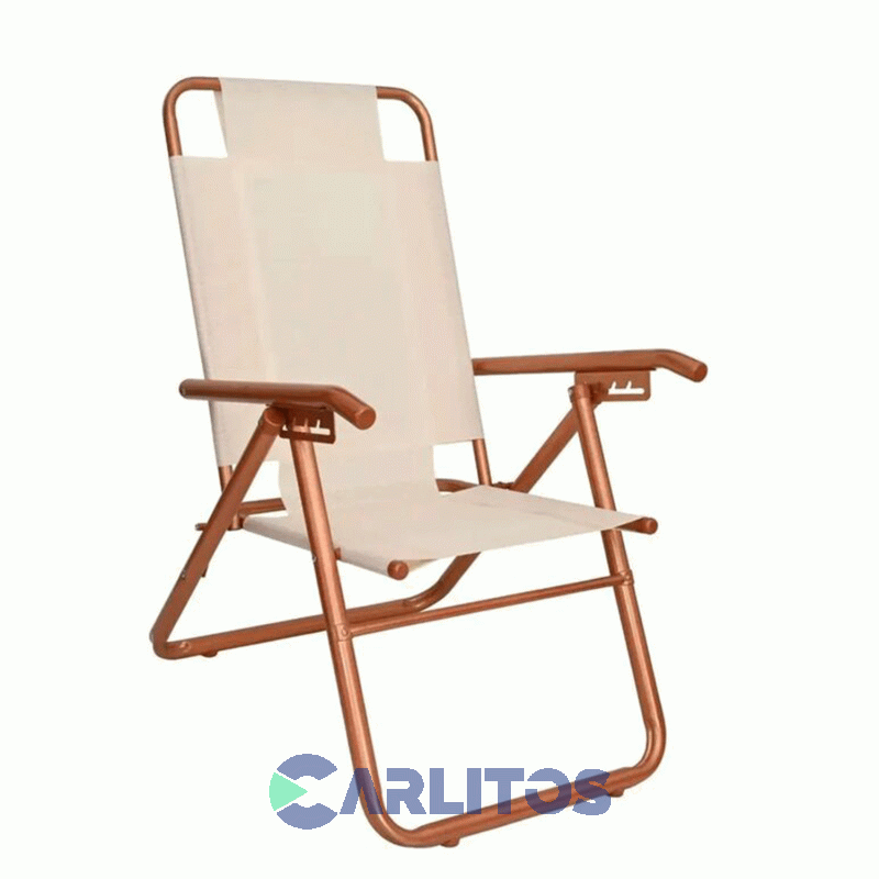 Sillon De Aluminio Descansar XL - Tela Coversol - 5 Posiciones 80041 Cobre