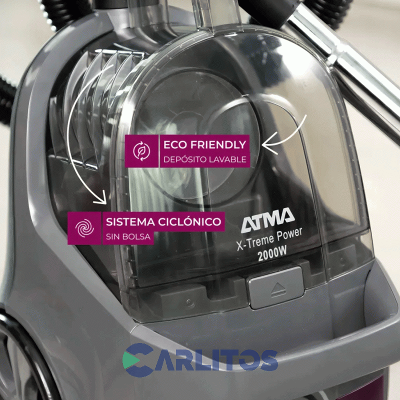 Aspiradora Sin Bolsa Atma 2000 Watts-Tubos Metalicos As9021n