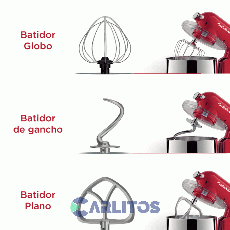Batidora De Pie Pastalinda Con Bowl De 8 Litros 1200 Watts Sm-1522ml Roja