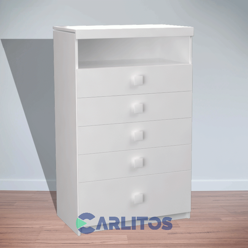 Chiffonier 5 Cajones Infinity Laqueado Blanco