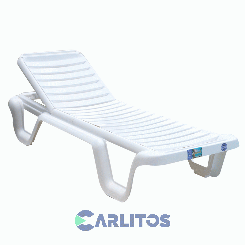 Reposera Pvc Voss 5 Posiciones Color Blanco Hawaii