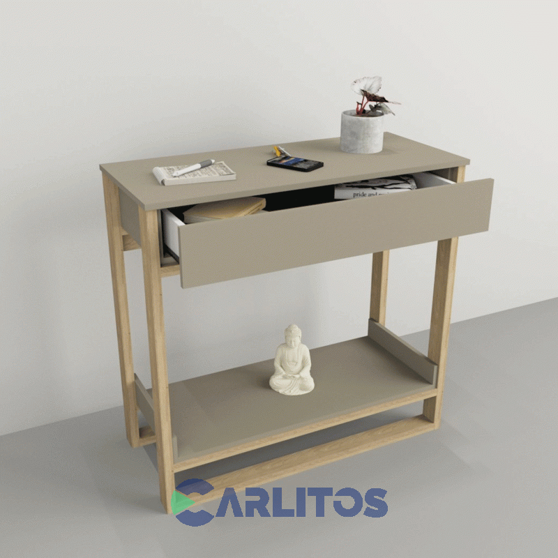 Mesa De Arrime Con Cajón Tables Olmo Finlandés y Gris