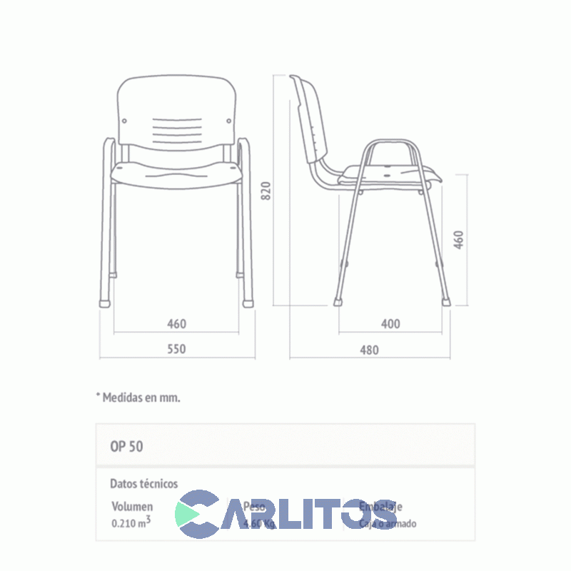 Silla De Oficina Op 40 Fija Pvc Negro