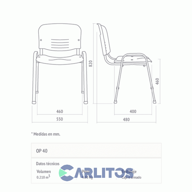 Silla De Oficina Ap 40 Fija Tapizada