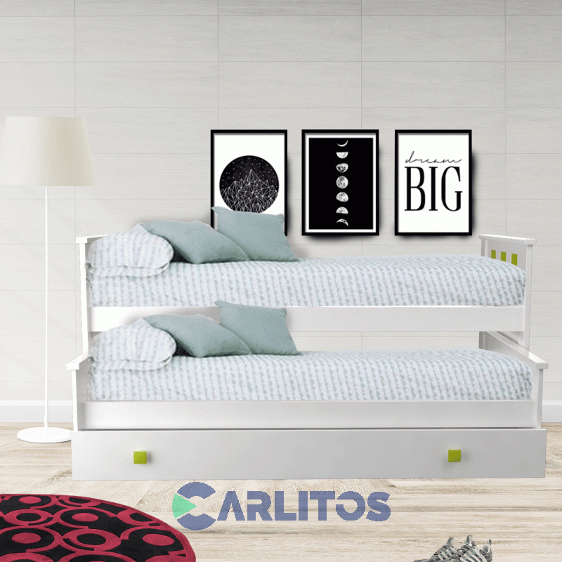 Cama Nido Cuadros Infinity Laqueado Blanco