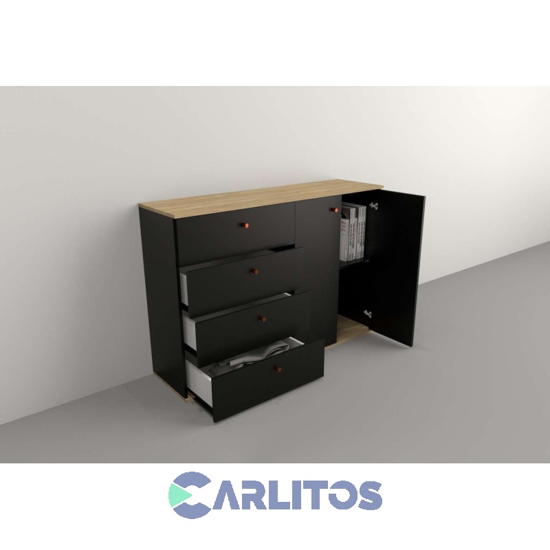 Bahiut 1.30 Mts Línea Home Tables Olmo Finlandés y Negro