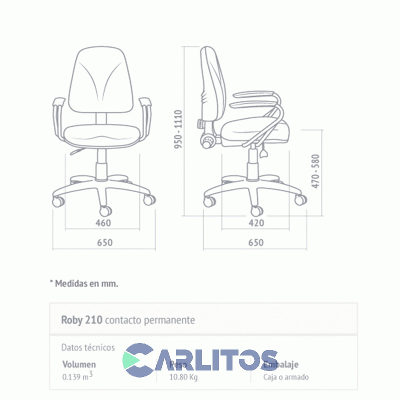 Sillón De Oficina Giratorio Roby 210 Tapizado