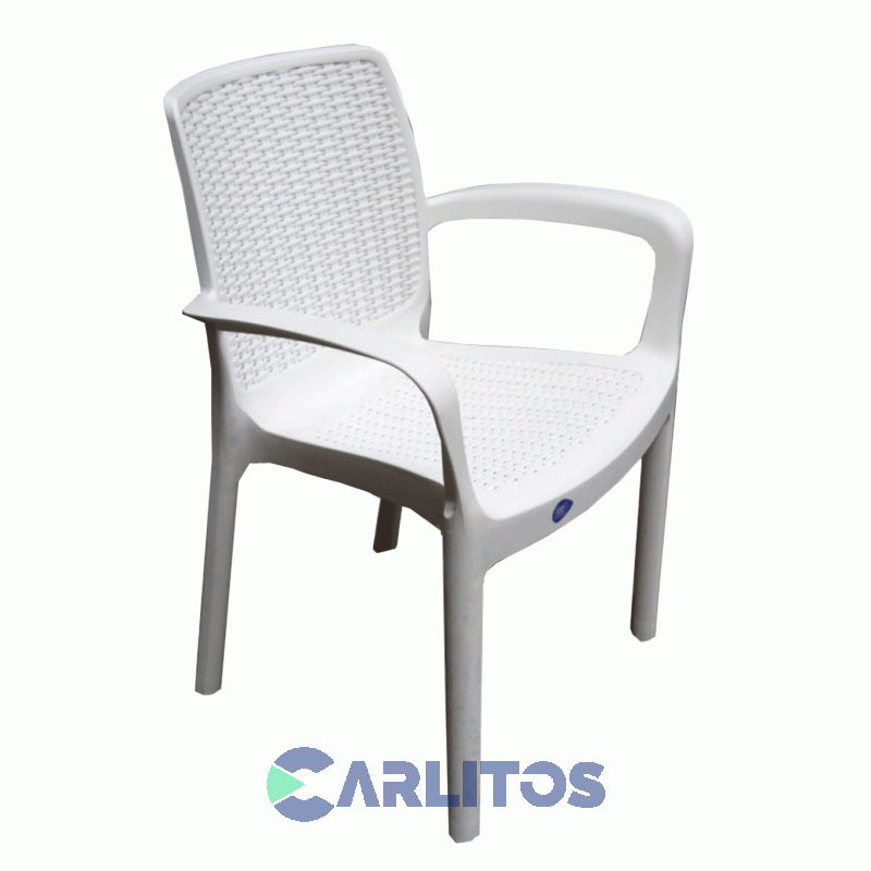 Sillón Pvc Voss Simil Rattan Guinea Blanco