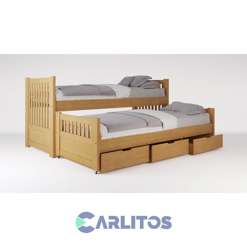 Cama Nido Doble Con Cajonera Inmacol Miel