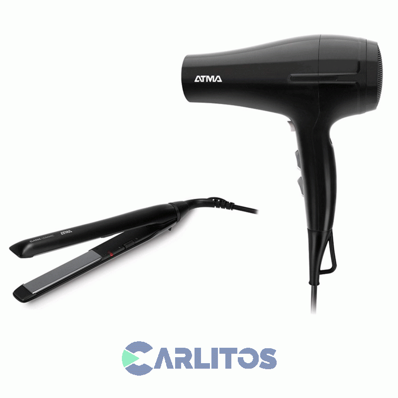 Secador De Pelo Atma 2000 Watts + Planchita De Pelo Beauty Set Ck4010p