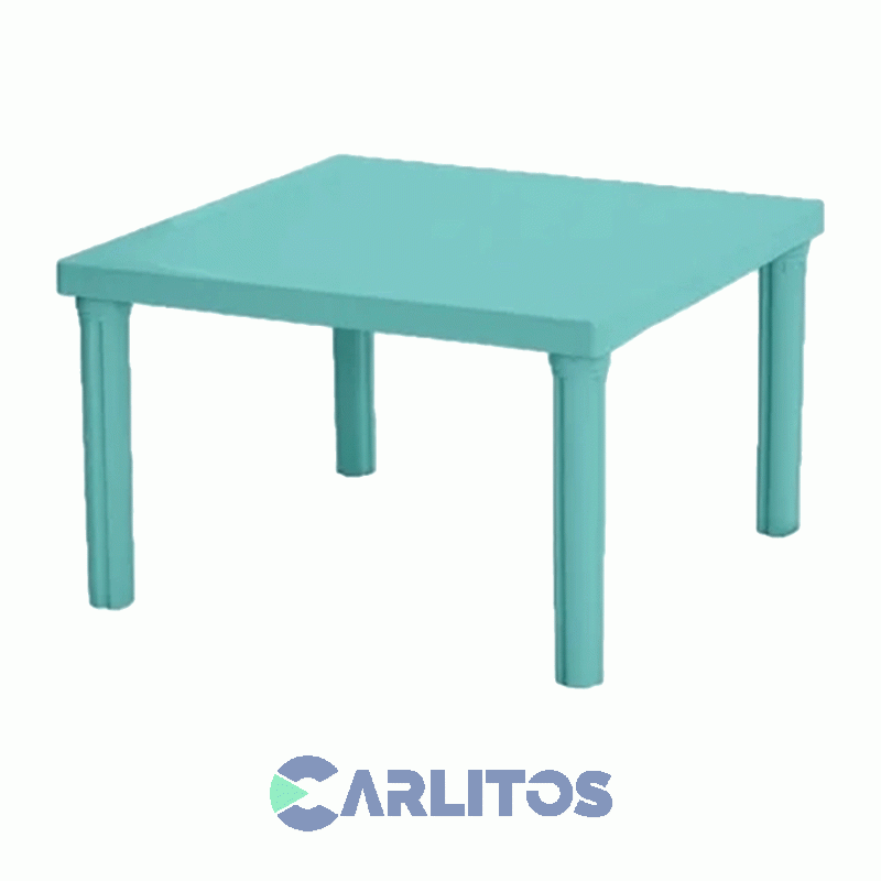 Mesa Pvc Voss Baja Cuadrada Color Aguamarina 75 Cm X 75 Cm Bari