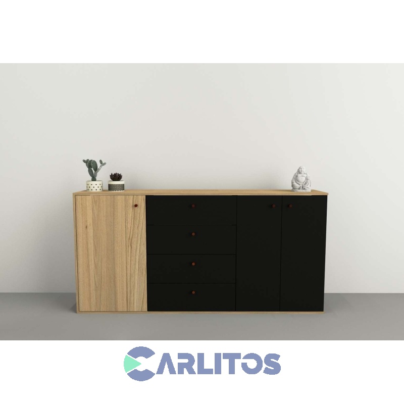 Bahiut 1.75 Mts Línea Home Tables Olmo Finlandés y Negro