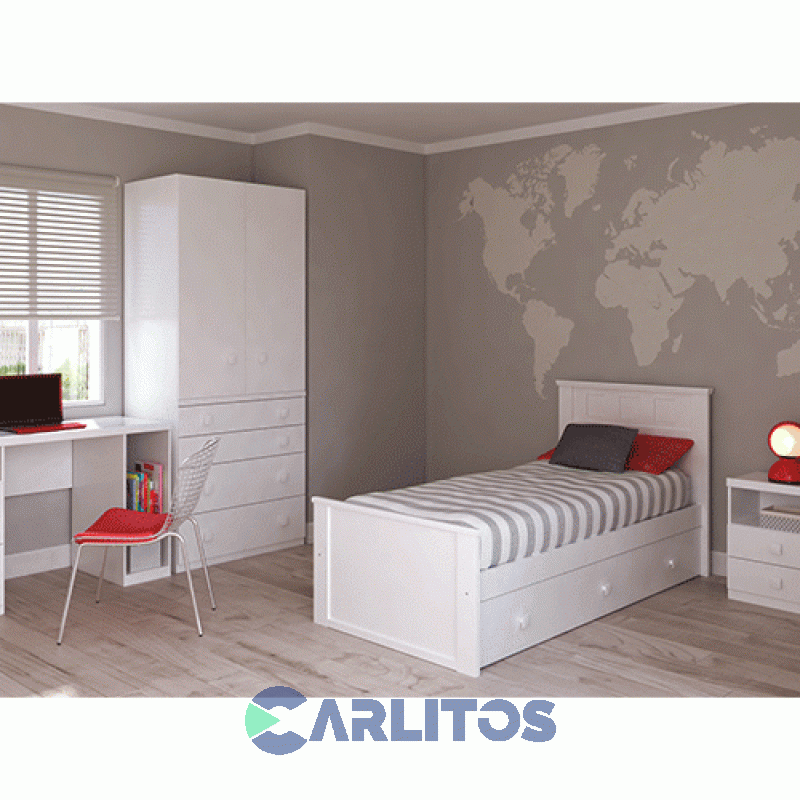 Cama 1 Plaza Cuadros Infinity Laqueado Blanco