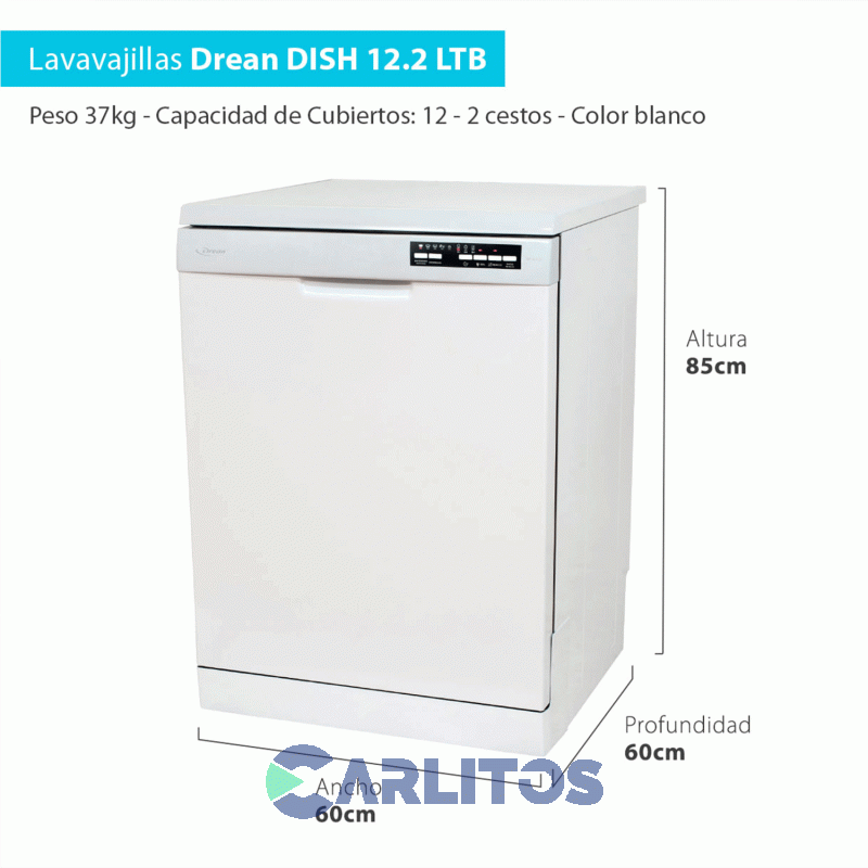 Lavavajilla Drean 12 Cubiertos Blanco Dish 12.2 LTB