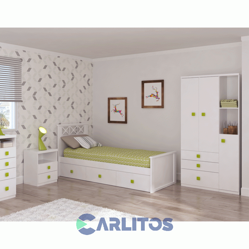 Placard 0.90 Mts 3 Puertas 3 Cajones Infinity Laqueado Blanco