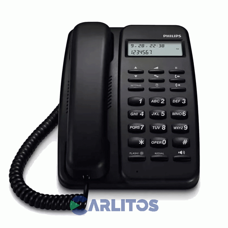 Teléfono Fijo Philips Id De Llamadas Negro Crd150b/77