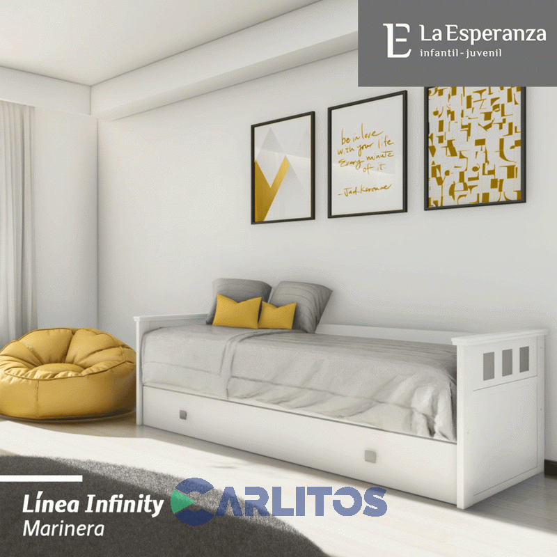 Cama Marinera Cuadros Con Carro Infinity Laqueado Blanco