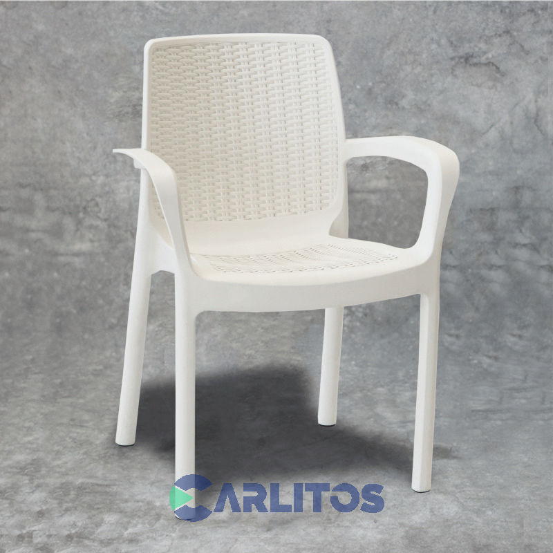 Sillón Pvc Voss Simil Rattan Guinea Blanco