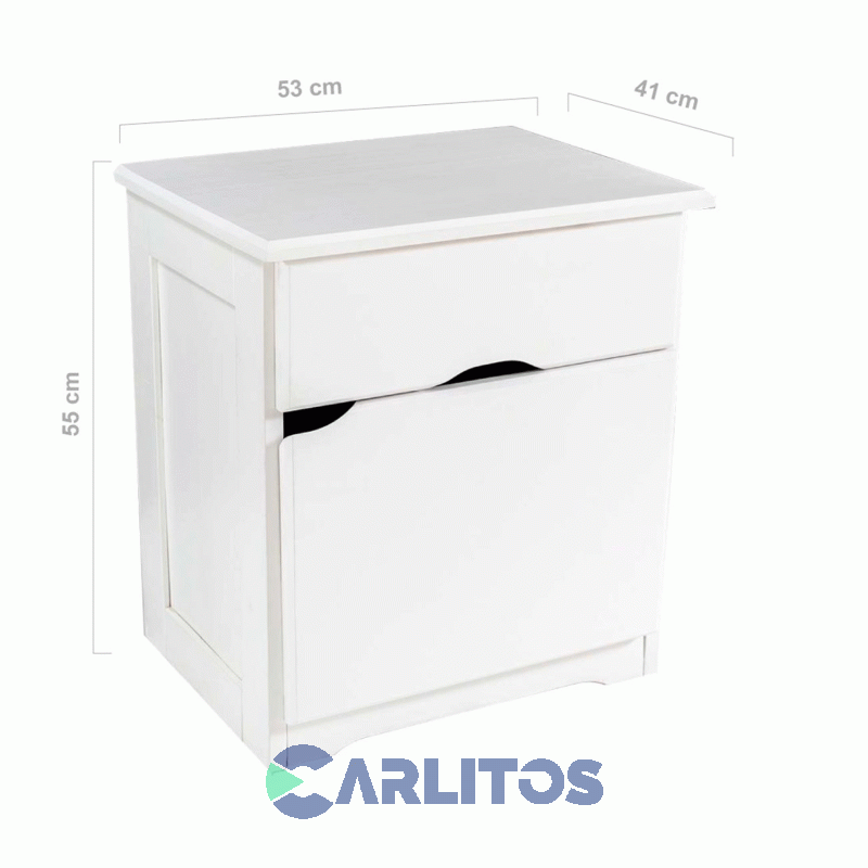 Mesa De Luz Pacífico 1 Puerta y 1 Cajón Blanco