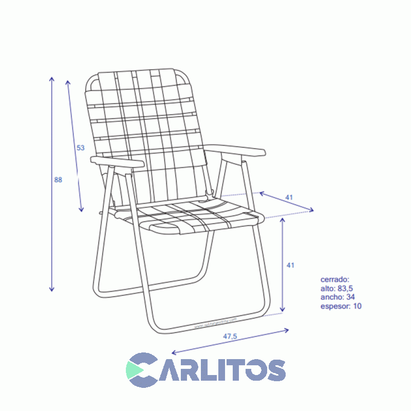 Sillón De Aluminio Lagos Fijo Tiras De Cinta Gauchito