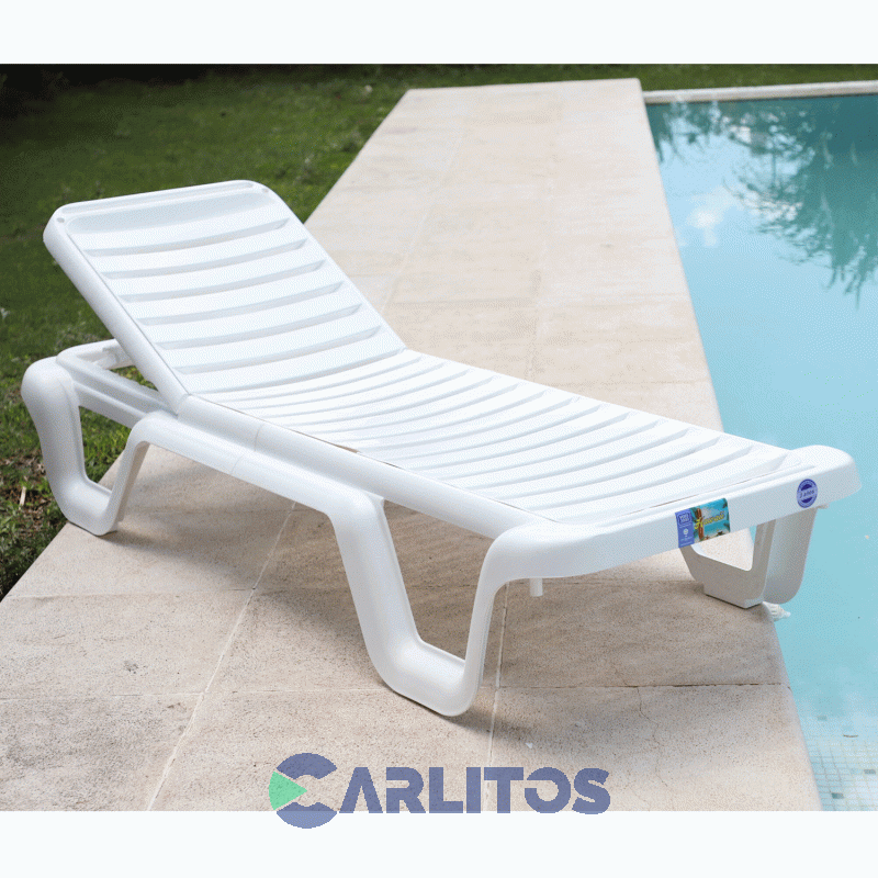 Reposera Pvc Voss 5 Posiciones Color Blanco Hawaii