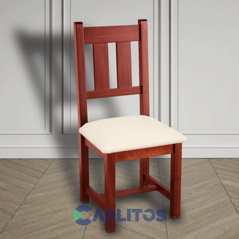 Silla Silvia Asiento Ecocuero Mobilia Cedro