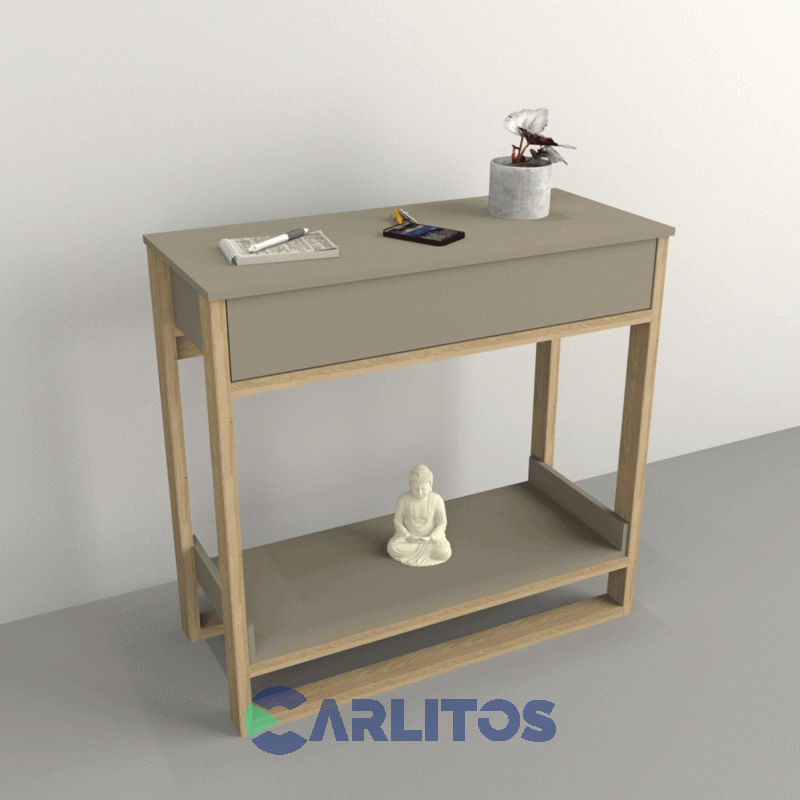 Mesa De Arrime Con Cajón Tables Olmo Finlandés y Gris