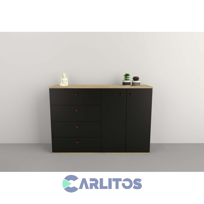 Bahiut 1.30 Mts Línea Home Tables Olmo Finlandés y Negro