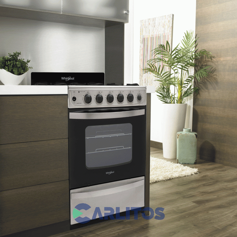 Cocina A Gas Whirlpool 56 CM Acero Inox. Multigas Fundición Wfx57di