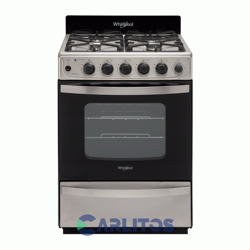 Cocina A Gas Whirlpool 56 CM Acero Inox. Multigas Fundición Wfx57di