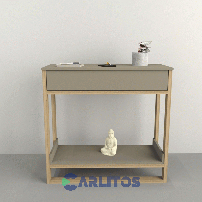 Mesa De Arrime Con Cajón Tables Olmo Finlandés y Gris