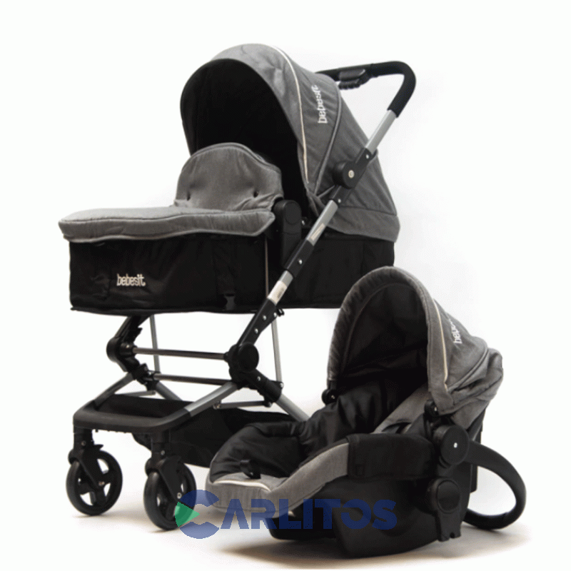 Coche De Paseo Bebesit Le Lit 3 En 1 Moisés + Portabebé 1365ts-d Gris Claro