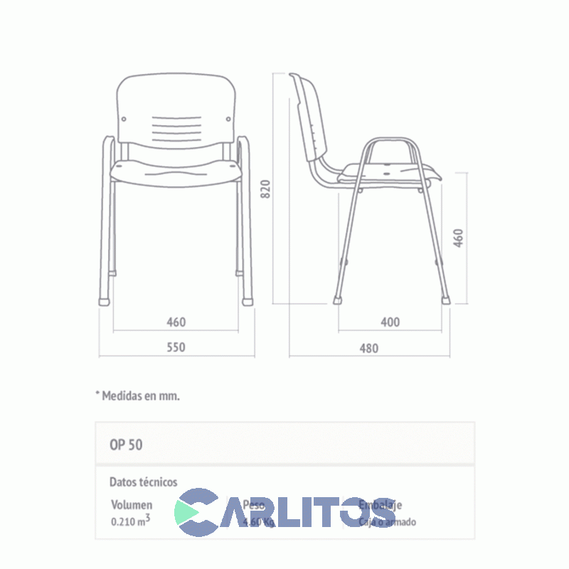 Sillón De Oficina Op 50 Fijo Pvc Negro