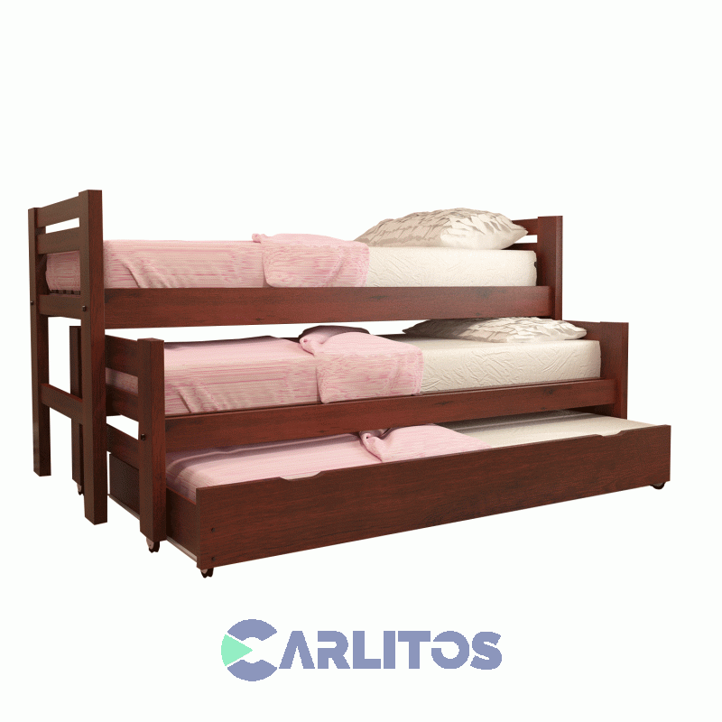 Cama Nido Triple Pacífico Inmacol Caoba