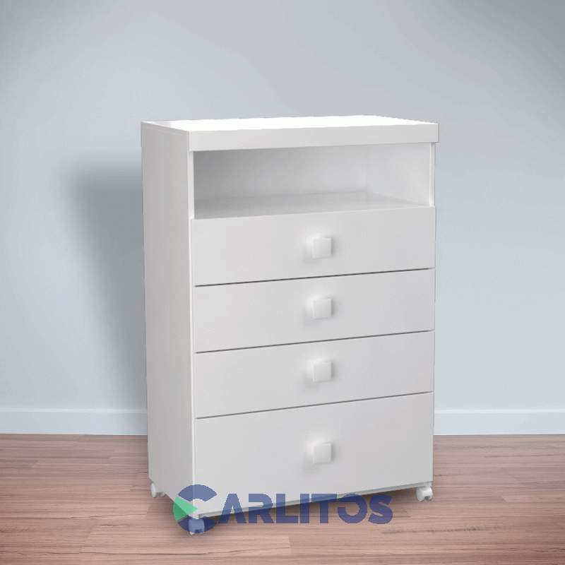 Chiffonier 4 Cajones Infinity Laqueado Blanco