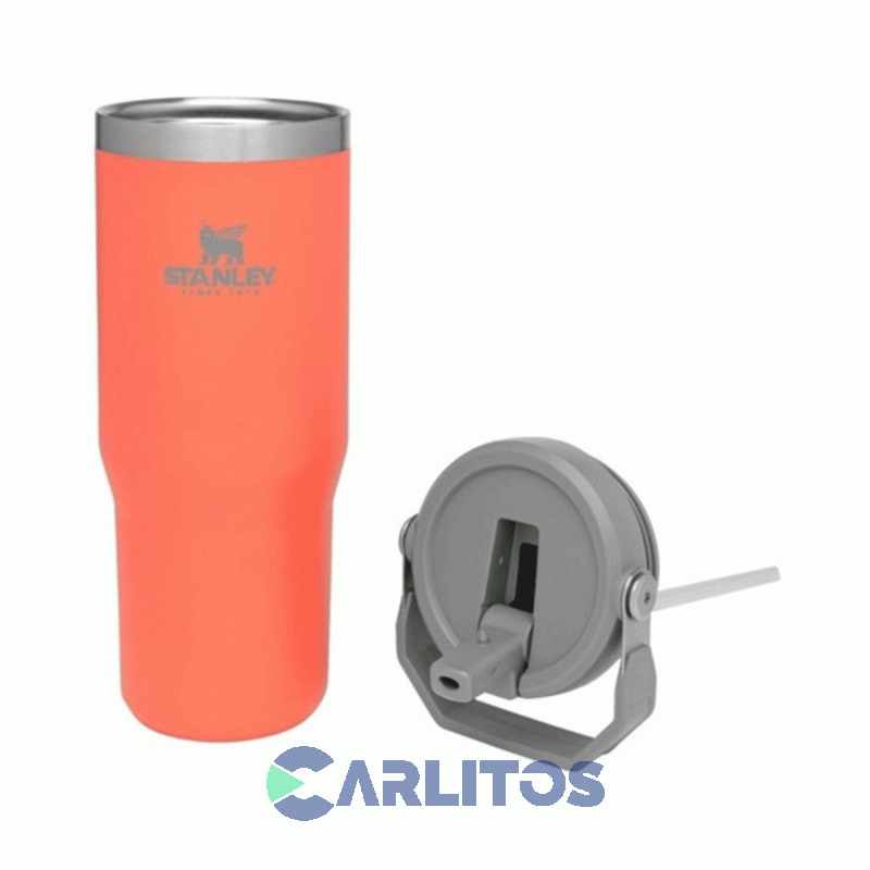 Botella De Acero Inoxidable Stanley Flip Straw Tumbler Coral