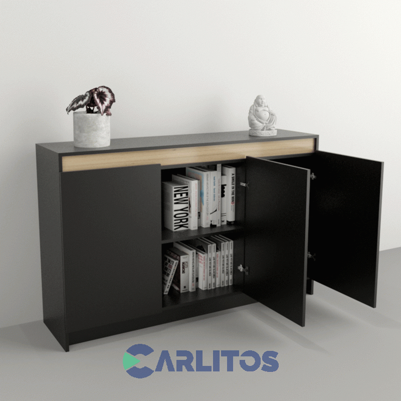 Bahiut 1.35 Mts Linea Home Tables Negro y Olmo Finlandés